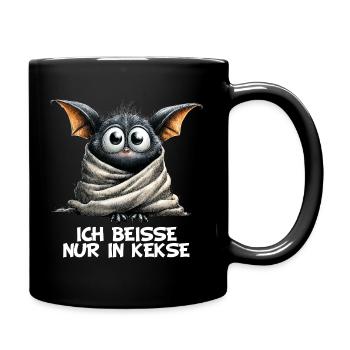 Ich beisse nur in Kekse schräge Fledermaus - Tasse einfarbig - Schwarz - Rechts