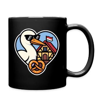 Alsace Cœur Cigogne et Bretzel  Fierté Alsacienne  - Mug uni - noir - Droite