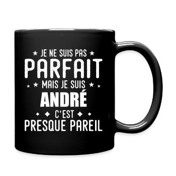 André: authentisch, unvollkommen, oben, perfekt - Tasse einfarbig - Schwarz - Rechts