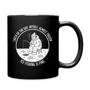 Eisfischen ist super - Tasse einfarbig - Schwarz - Rechts