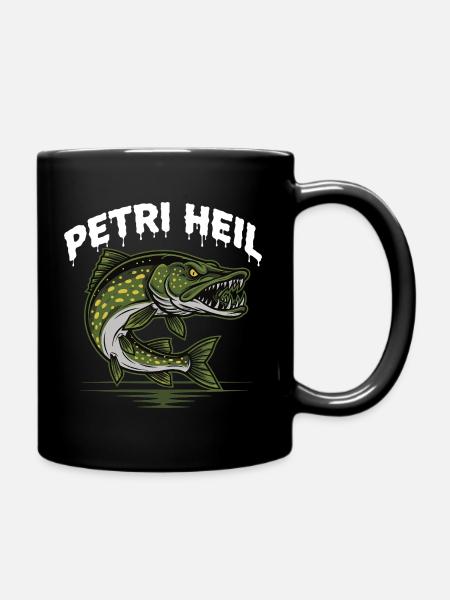 Petri Heil Angler Shirt - Tasse einfarbig - Schwarz