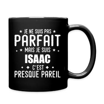 Isaac: authentic, imperfect, top, perfection - Full Colour Mug - black - Right