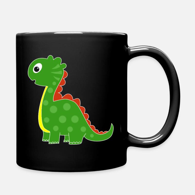 Grüner Dino mit hellen Punkten - Tasse einfarbig - Schwarz
