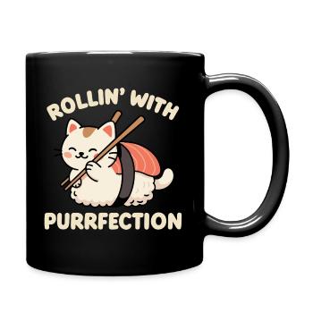 Rouler avec Purrfection - Mug uni - noir - Droite
