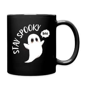 Little Haunted Ghost Cartoon - Full Colour Mug - black - Right