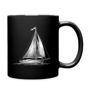 Klassische Segelyacht – Elegante Skizze im Nautik- - Tasse einfarbig - Schwarz - Rechts