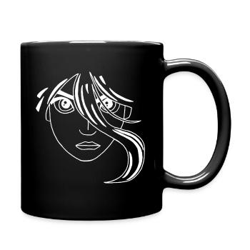 White manga face - Full Colour Mug - black - Right