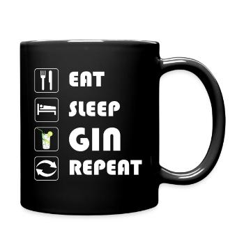 Gin Statement EAT SLEEP GIN REPEAT - Tasse einfarbig - Schwarz - Rechts
