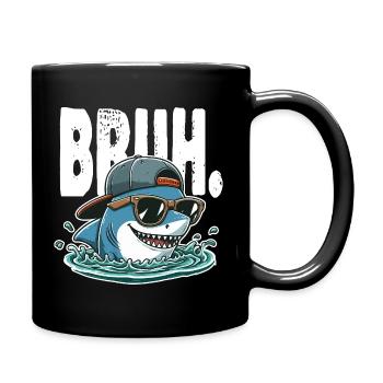 Requin swag surfeur Bruh - Mug uni - noir - Droite