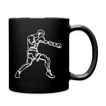 Boxer Zeichnung - Tasse einfarbig - Schwarz - Rechts