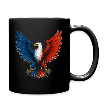 Aigle flamboyant bleu blanc rouge France Patriote - Mug uni - noir - Droite
