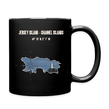 Jersey Island Map Lighthouse Coordinate - Full Colour Mug - black - Right