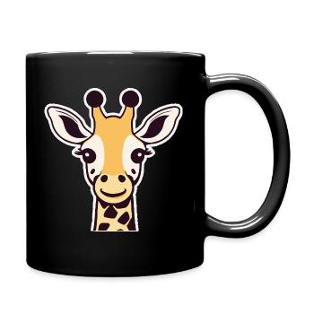 Niedliche Giraffe (Kopf) - Tasse einfarbig - Schwarz - Rechts