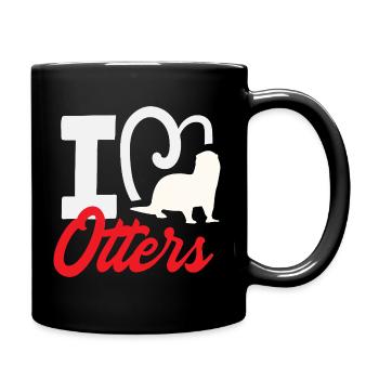 I Heart Otters Sea Otter Cartoon - Full Colour Mug - black - Right