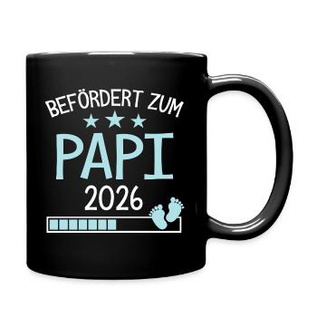 Befördert zu Papi 2026 Geschenk für Großvater - Tasse einfarbig - Schwarz - Rechts
