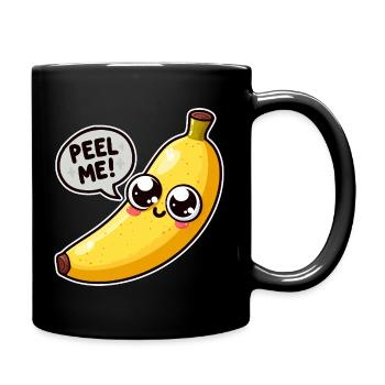 Banane Kawaii Peel Me - Tasse einfarbig - Schwarz - Rechts