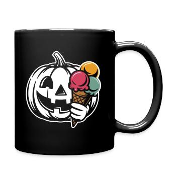 Kürbis Lächeln Eiscreme - Tasse einfarbig - Schwarz - Rechts