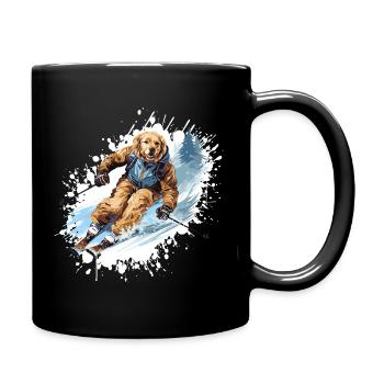 Golden Retriever Dog Ski Skiing - Full Colour Mug - black - Right