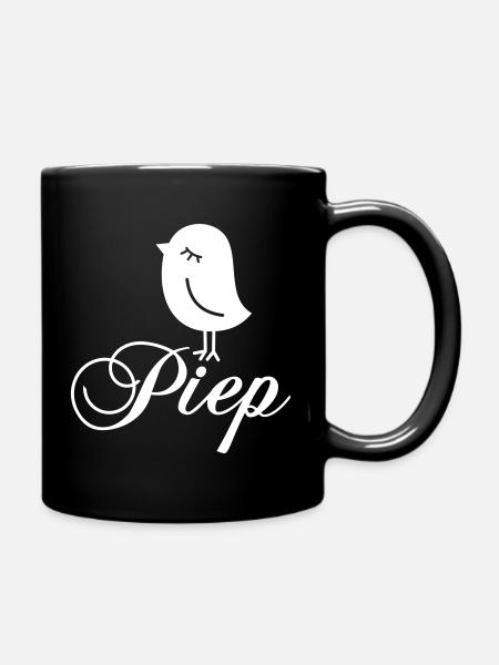 Spatz Piep – Piepmatz Vogel Cartoon Motiv - Tasse einfarbig - Schwarz