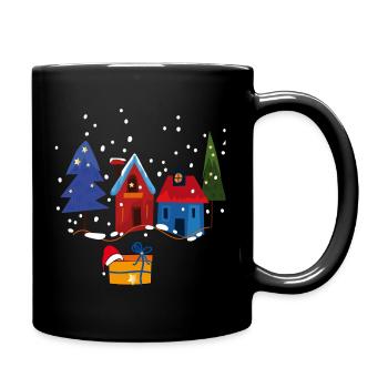 Winter houses with snow - Full Colour Mug - black - Right