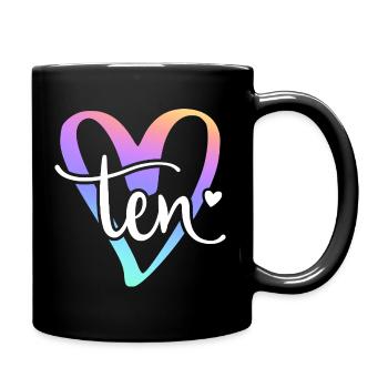 10ème anniversaire Pastel Coeur Lettrage Dix - Mug uni - noir - Droite
