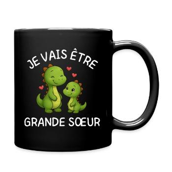 Große Schwester Dinosaurier Lustige Schwangerschaft Offenbarung - Tasse einfarbig - Schwarz - Rechts