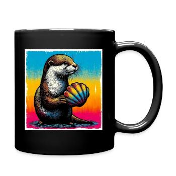loutre - Mug uni - noir - Droite