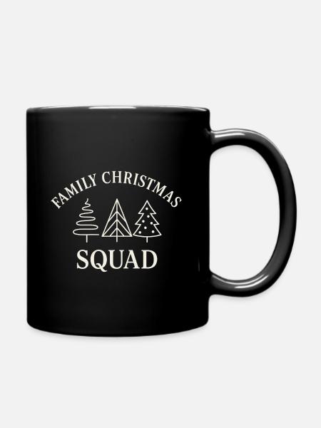 Family Christmas Tree Squad - Full Colour Mug - black