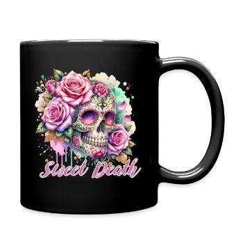 Flowers Skull Beauty Bloom - Full Colour Mug - black - Right