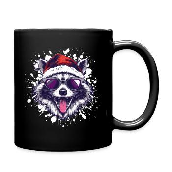Raccoon Christmas Funny - Full Colour Mug - black - Right