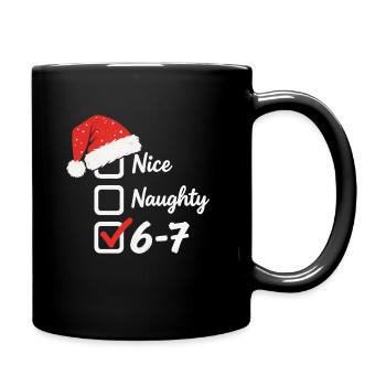 Nice Naughty 6 7 Merry Christmas - Full Colour Mug - black - Right
