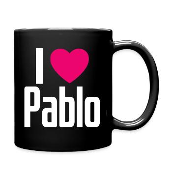 I Love Pablo Pinkes Herz Ich liebe Pablo - Tasse einfarbig - Schwarz - Rechts
