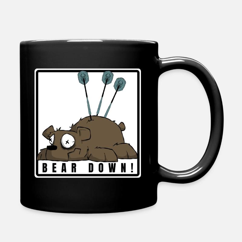 Lustiges Darts Comic Motiv. BEAR DOWN ! - Tasse einfarbig - Schwarz