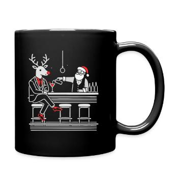 Père Noël barman et renne drôle chemise de Noël - Mug uni - noir - Droite