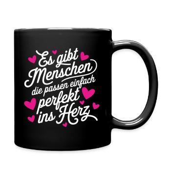 Il y a des gens qui s’intègrent parfaitement dans le cœur - Mug uni - noir - Droite