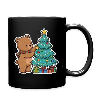 Ours de Noël avec sapin de Noël et cadeaux - Mug uni - noir - Droite
