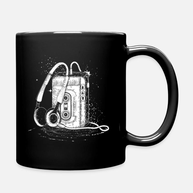 Lecteur de cassettes rétro avec casque – dessin - Mug uni - noir
