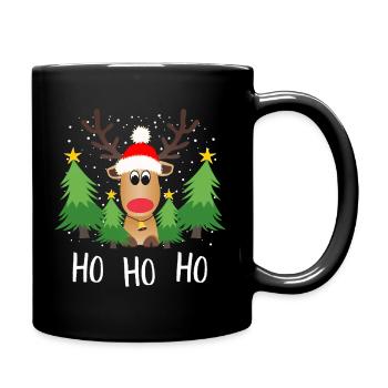Reindeer Ho Ho Ho Christmas Trees - Full Colour Mug - black - Right