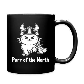 Viking Katze mit Axt - Tasse einfarbig - Schwarz - Rechts
