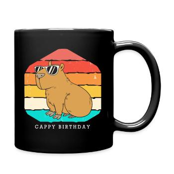 Happy birthday Capybara Alles Gute zum Geburtstag - Tasse einfarbig - Schwarz - Rechts