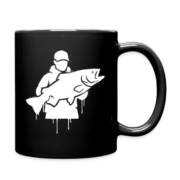 Angler pride: Classic fisherman silhouette - Full Colour Mug - black - Right