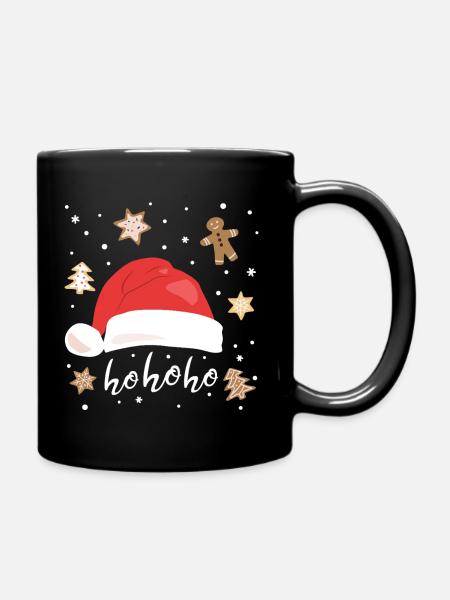 Weihnachtsmütze Weihnachten Lebkuchen Ho Ho Ho - Tasse einfarbig - Schwarz