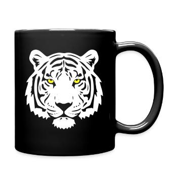 Tiger Kopf Gelbe Augen Raubkatze Vektor - Tasse einfarbig - Schwarz - Rechts