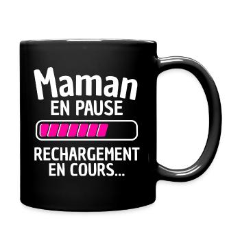 Mama in Pause, Aufladen im Gange - Tasse einfarbig - Schwarz - Rechts
