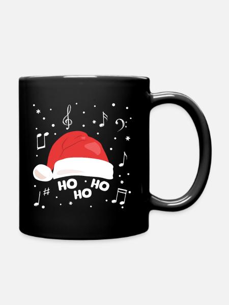 Chopeau de Noël musical avec notes musicales - Mug uni - noir