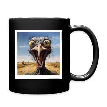 Schreiender Strauß in der Wüste - Tasse einfarbig - Schwarz - Rechts