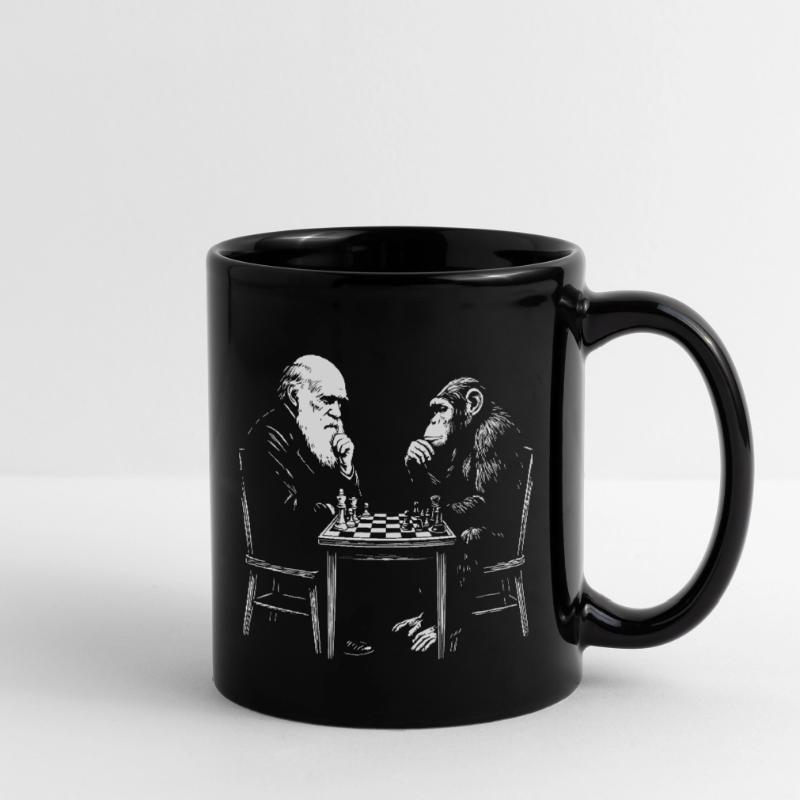 Darwin joue aux échecs avec un singe - Jeu d’évolution Mug uni