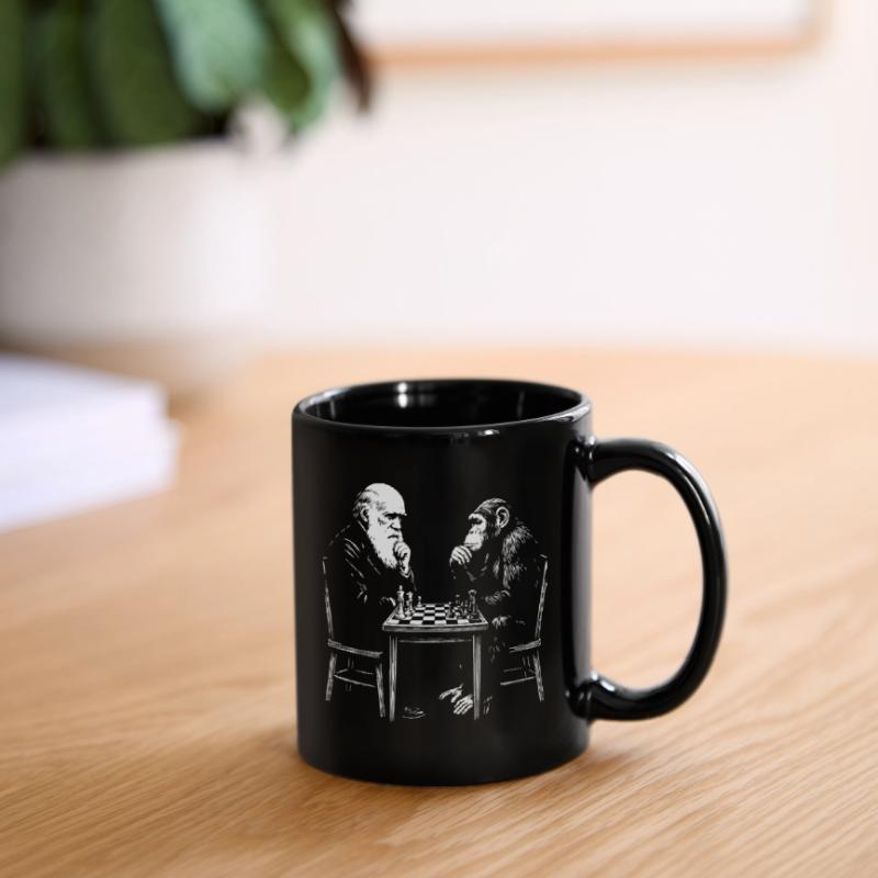 Darwin joue aux échecs avec un singe - Jeu d’évolution Mug uni