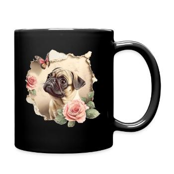 Carlin au Papillon Vintage - Mug uni - noir - Droite