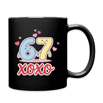 6 7 Sechs Sieben Valentinstag Meme Herz Niedlich  - Tasse einfarbig - Schwarz - Rechts